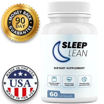 A bottle of the official Sleep Lean supplement for deep sleep and weight management.
